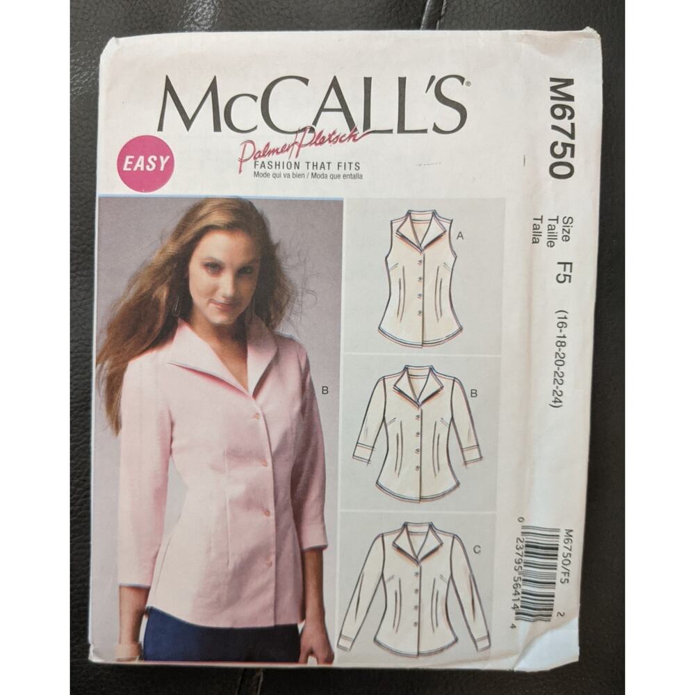 UNCUT McCall's Pattern 6750 Blouse Sizes 16-24